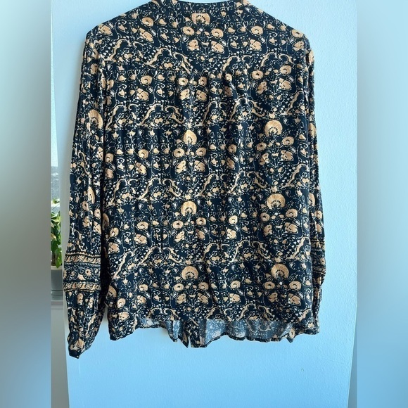 Monsoon Ariel heritage print embroidered top black blouse - Picture 10 of 10